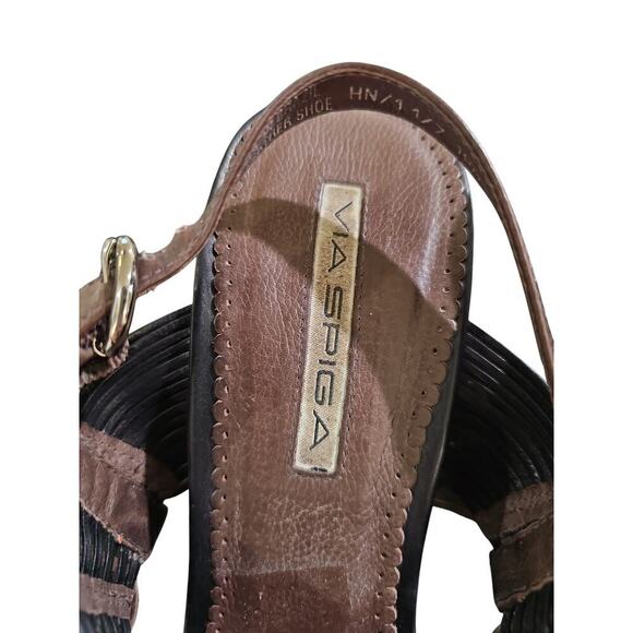 Via Spiga Rolanda Woven Leather Sandals Black and Brown Size 10 - Picture 7 of 7
